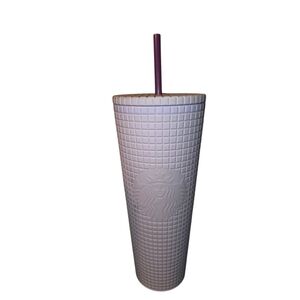 Starbucks White Tumbler with Purple Straw